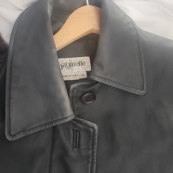 Bagatelle Vintage Black Leather Midi Trench Coat Belted Edgy 90s - Picture 4 of 12